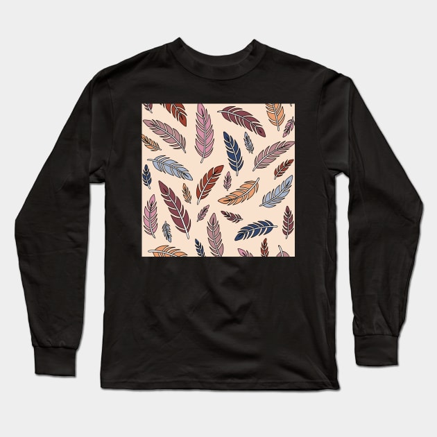 Feathers Pattern Long Sleeve T-Shirt by HLeslie Design